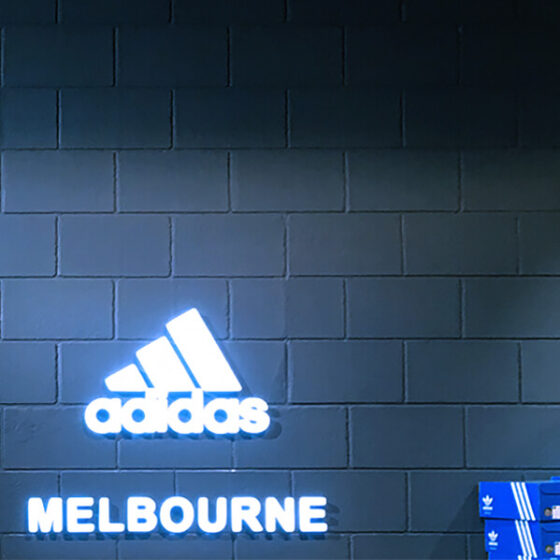Industrial Dura CinderBlock 3 brick profile from DuraBric, applied to retail interior and painted – Adidas store, Melbourne