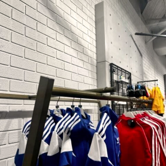 Dura Standard 214 brick profile from DuraBric, applied to retail interior and painted – Adidas store, Chadstone, Melbourne.