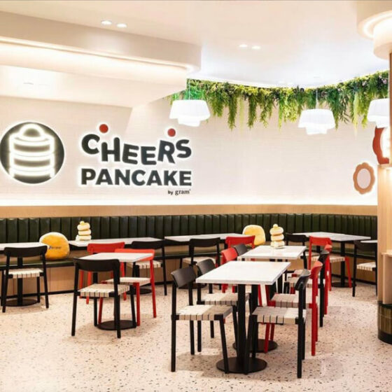Dura Standard 214 brick profile from DuraBric, applied to branded interior wall – Cheers Pancake food outlet, Westfield, Miranda.