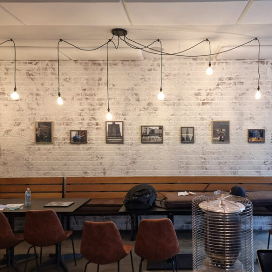 Dura Rustic brick profile from DuraBric, applied to Bodega on High eatery fit out and painted in distressed style – Berwick, Melbourne