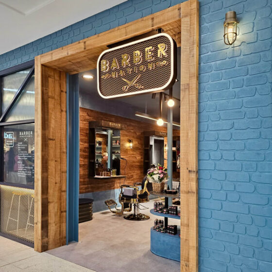 Barber Nation's traditional barbershop experience for the modern man combines classic style with a bold modern palette using Dura Rustic from DuraBric.